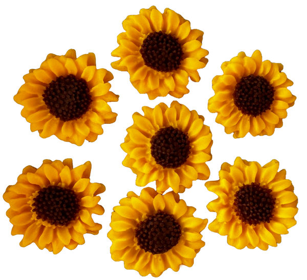 Set 7 edible decorations from sugar paste, sunflower