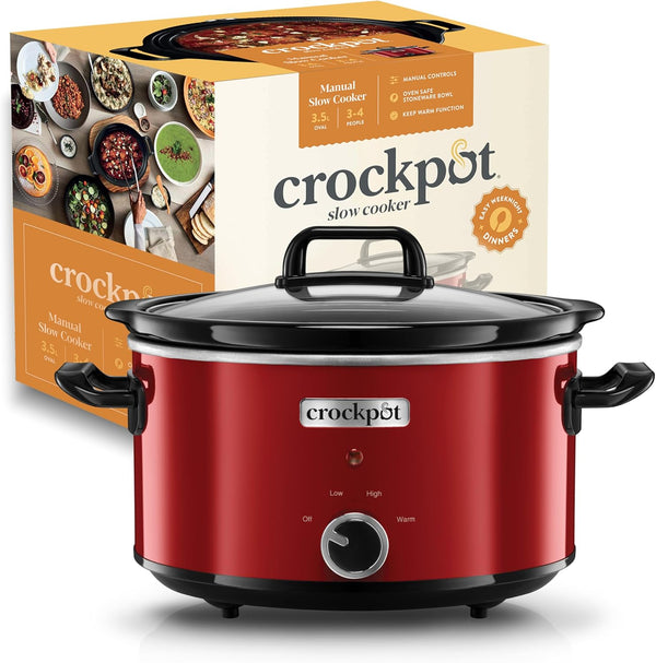 Crock-Pot Schongarer Slow Cooker | 2 Temperatureinstellungen + Warmhaltefunktion | 3,5 Liter (3-4 Personen) | Rot [SCV400RD]