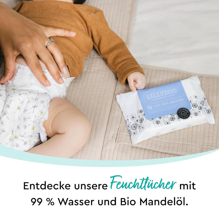 LILLYDOO Baby Feuchttücher Mit 99% Wasser, 10 X 15 Stück (150 Feuchttücher), 100% Plastikfreies Tuch, Ohne Parfüme & Mild Wie Watte Und Wasser (FSC Mix)