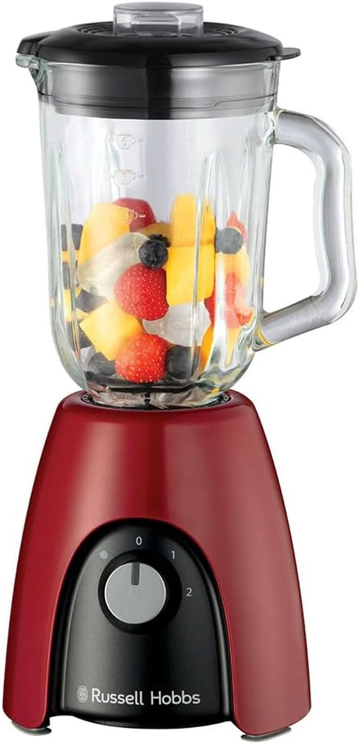 Russell Hobbs Standmixer [1,5L Glasbehälter] Desire Rot (Starker 0.9PS Motor, Impuls-/Ice-Crush-Funktion, Edelstahlmesser, Bpa-Frei Mixer, Elektrischer Zerkleinerer, Smoothie-Maker) 24720-56