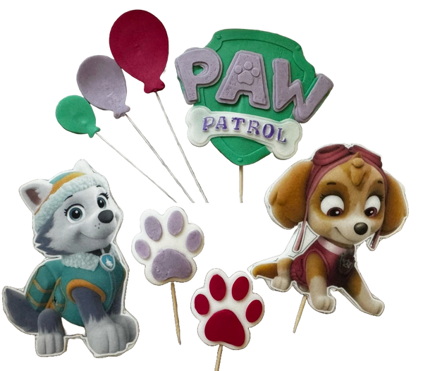 Set 8 edible decorations from sugar paste, puppy patrol