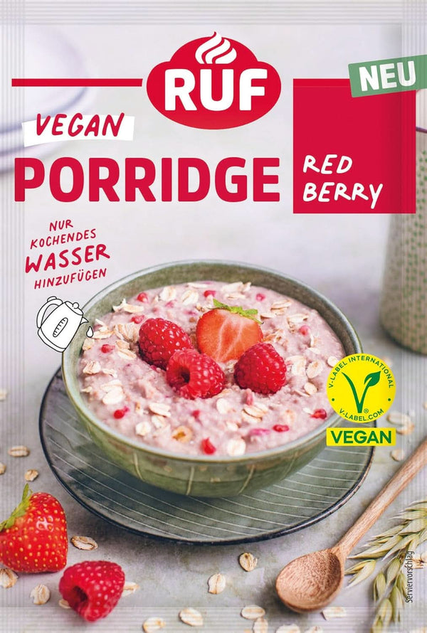 RUF Vegan Porridge Red Berry Oats, Porridge cu căpșuni și zmeură, 60 grame