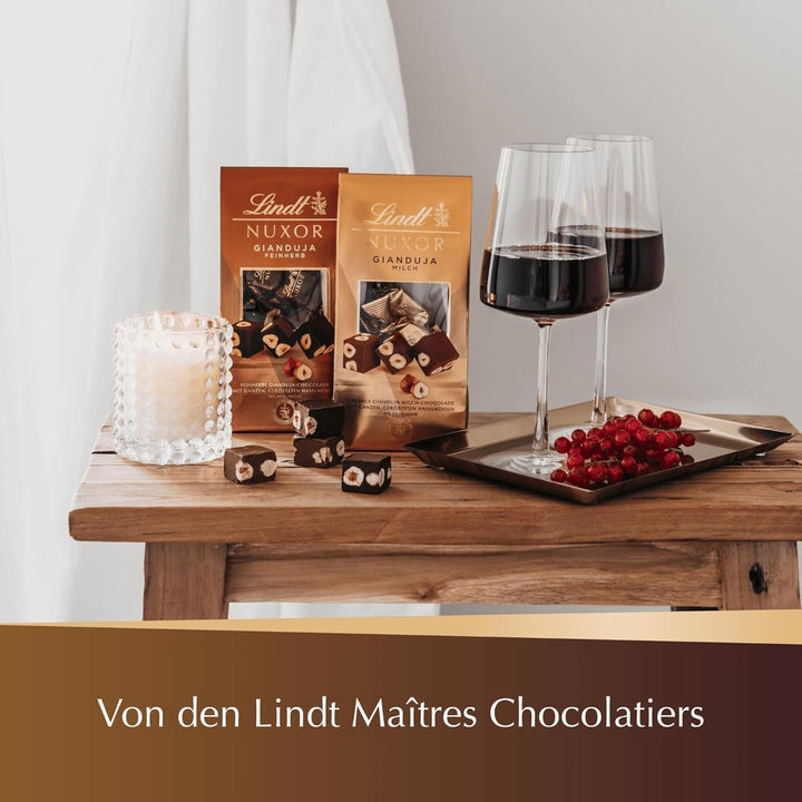 Lindt NUXOR Beutel Mischung | 103G Beutel | Cremige Gianduja Schokolade (Weiss, Vollmilch Und Feinherb) Mit Ganzen, Gerösteten Haselnüssen | Pralinen Geschenk | Schokoladengeschenk