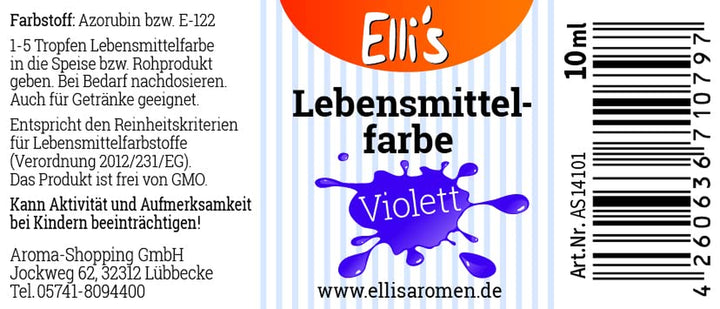 Lebensmittelfarbe Violett – Flüssige Lebensmittelfarbe Zum Backen Und Kochen, Färben Von Flüssigkeiten, Kuchen, Topping Und Teig – Zuckerfrei Und Geschmacks Neutral – Starke Farbkraft