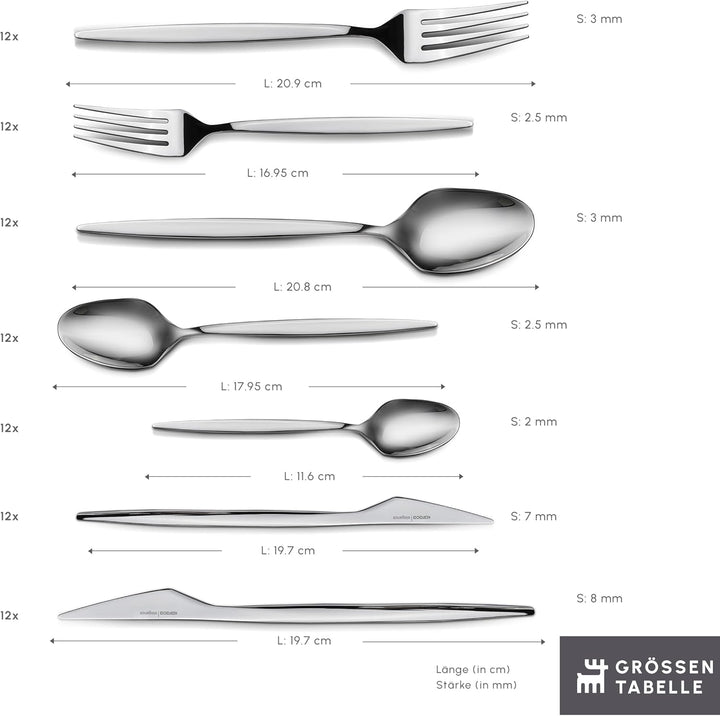 Karaca Thor 84-Teiliges Tafelbesteck Mit Schachtel, Edelstahl in Eleganter Box Stilvolles Und Hochwertiges Besteck Für Anspruchsvolle Tischkultur