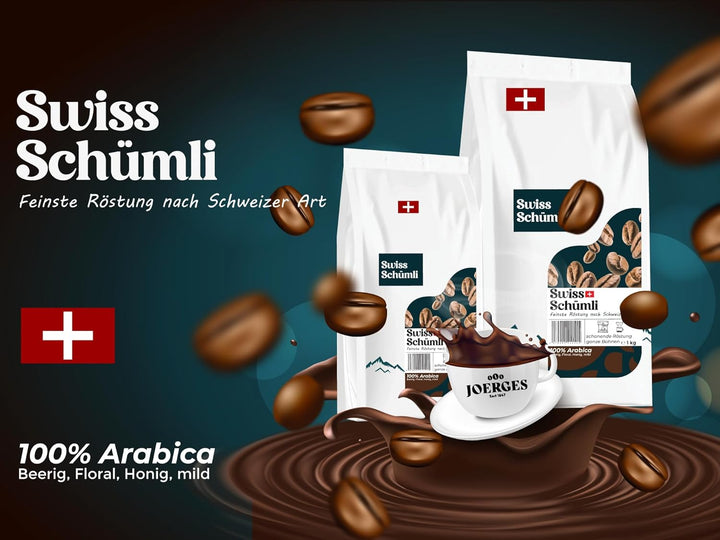 Aus Über 175 Jahren Erfahrung: Schwiizer Schüümli Schweizer Schümli Kaffeebohnen 1Kg – Helle Röstung Für Sanften Schümli Kaffee, Perfekte Crema, Intensität 2/5, Säure 1/5 – Für Echten Kaffee-Genuss