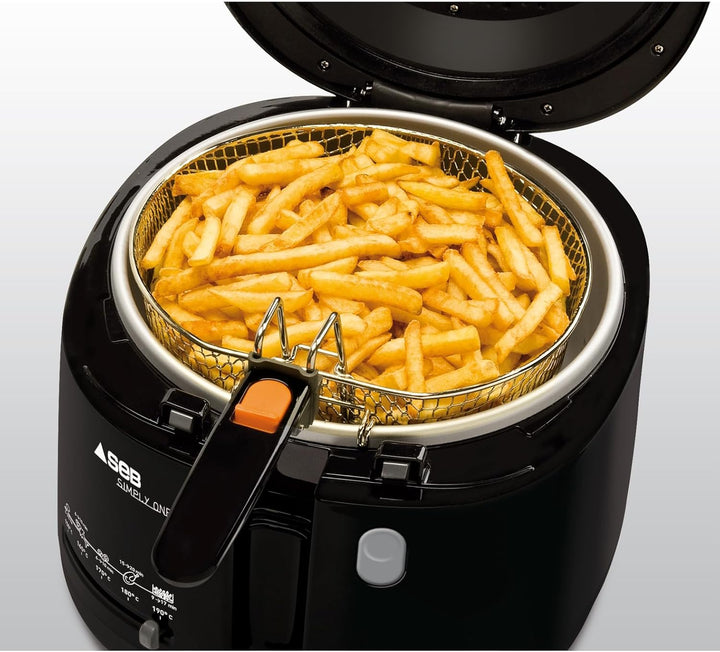 Tefal Simply One Elektrische Fritteuse, XL Fassungsvermögen Für Bis Zu 1,2 Kg Pommes, Exklusives Kühlwandsystem, Spülmaschinenfeste Teile, Sichtfenster, Einstellbares Thermostat, Schwarz, FF1608