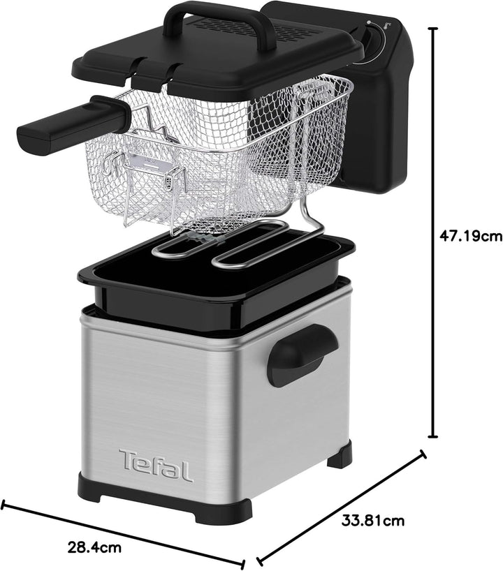 Tefal Family Pro Access 4,0L Fritteuse, 3000 Watt, Semiprofessionell Mit Öl, Herausnehmbarer Ölbehälter, Kühlzonen-Technologie, Leichte Reinigung, Knusprige Pommes, Edelstahl, Schwarz, FR5030