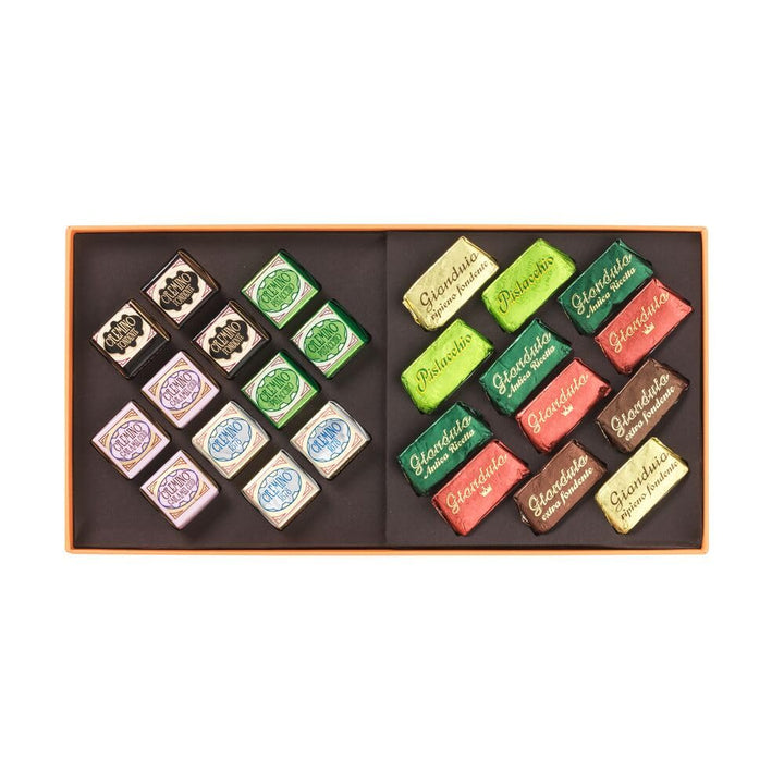 – Murrine Kollektion – Orangefarbene Geschenkbox Mit Sortierten Cremini Und Gianduiotti-Pralinen, 246 G – Mit Igp-Piemont Haselnuss – Glutenfrei - Geschenkidee