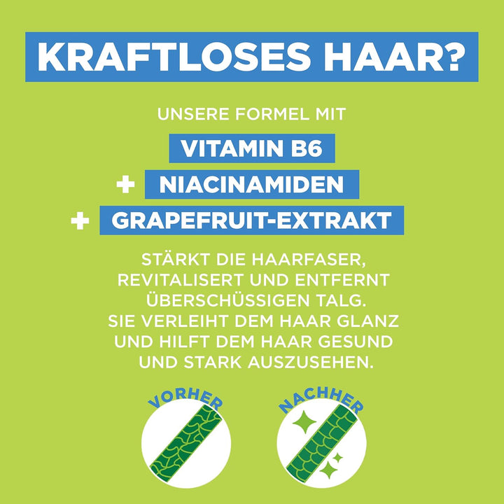 Garnier Fructis Kraft Und Glanz Kräftigendes Shampoo Grapefruitextrakt XXL, Gibt Dem Haar Kraft Und Energie Zurück, Für Stärkeres Und Glänzendes Haar, Maxi Format, 1000 Ml