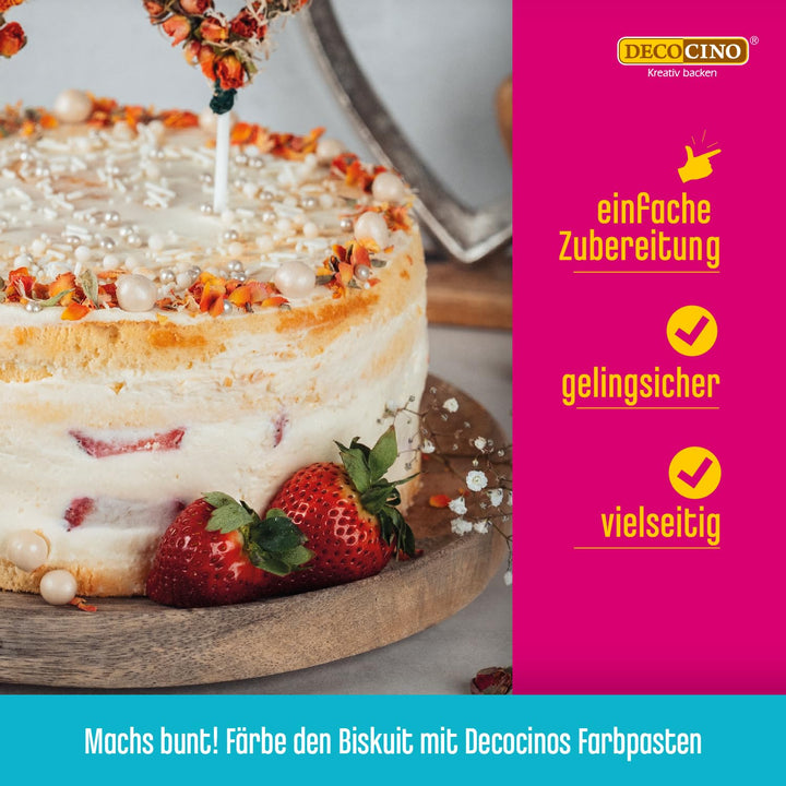 DECOCINO Biskuit Backmischung (250 G) – Einfache Zubereitung – Gelingsicher – Zum Backen Von Luftigen Biskuitböden, Creme-Torten, Biskuitrollen Uvm.