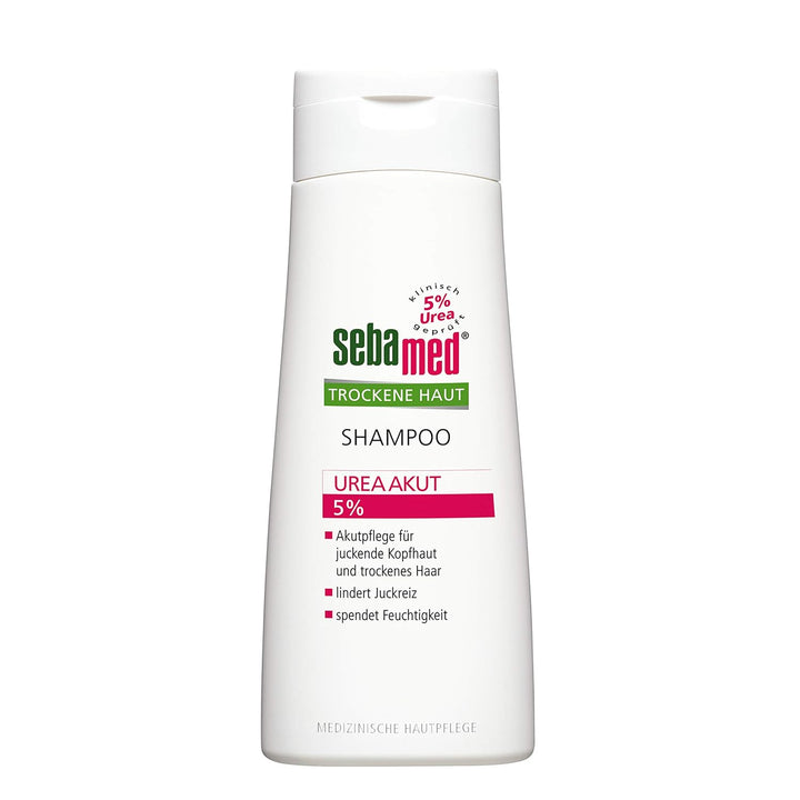 SEBAMED Shampoo Urea Akut 5%, Lindert Spürbar Juckreiz Bei Trockener Kopfhaut Und Hilft, Die Natürliche Feuchtigkeitsbalance Von Haut Und Haar Wieder Herzustellen, 200 Ml