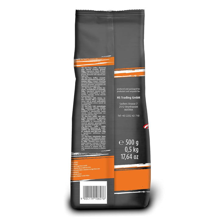 Der-Franz Kaffee, Aromatisiert Mit Karamaell, Intensität3/5, Arabica Und Robusta Kaffeebohnen, 3 X 500 G