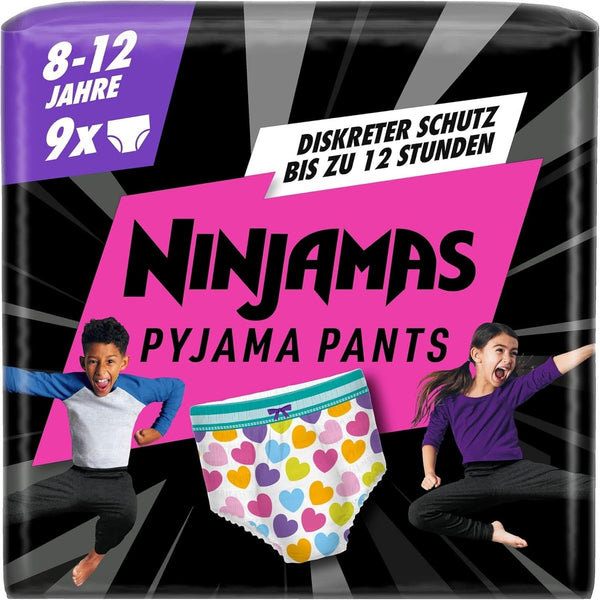 Pantaloni pijama Hearts, 9 pantaloni de noapte absorbanți, 8 ani, 27Kg-43Kg