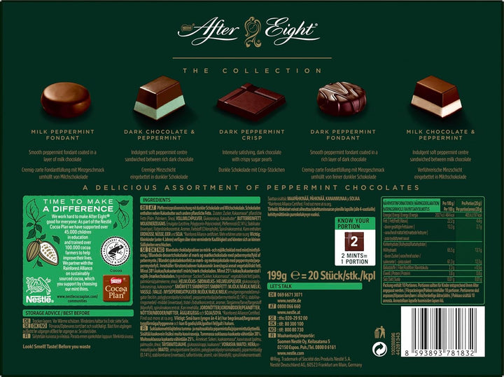 Nestlé after EIGHT the Collection, Pfefferminzpralinenmischung Mit Dunkler Schokolade Und Milchschokolade, Raffiniertes Schokoladengeschenk Für Genießer, 1Er Pack (1X199G)