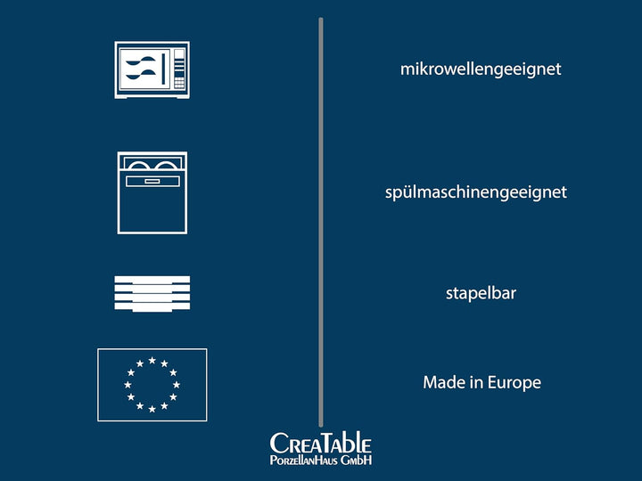 Creatable, 22901, Serie Allround - COAST LINE, 10-Teiliges Geschirrset, Kombiservice Aus Porzellan, Spülmaschinen- Und Mikrowellengeeignet, Made in Europe