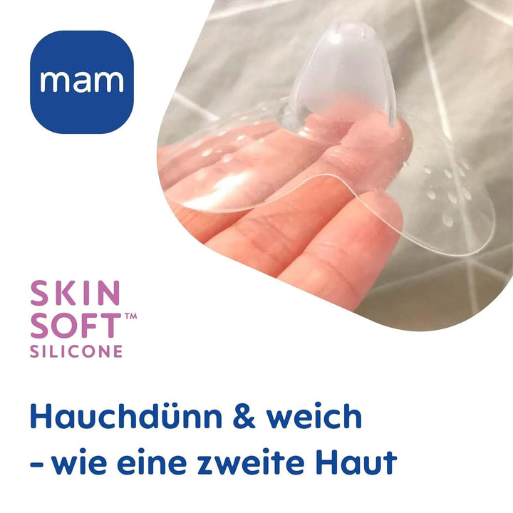 MAM Stillhütchen Größe M (Ø 20 Mm) Im 2Er-Set, Extra Weiche Brusthütchen Zum Schutz Beim Stillen, Brustwarzenschutz Für Maximalen Hautkontakt Zwischen Mutter Und Kind