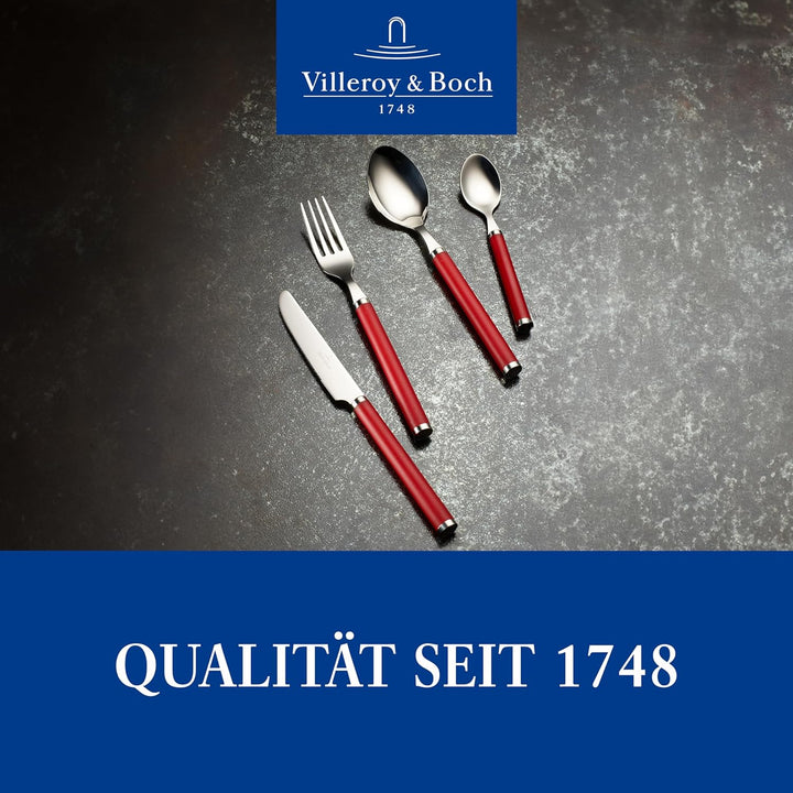 Villeroy & Boch – Play! Red Roses Tafelbesteck Set 30 Teilig Rot, Spülmaschinenfest, Besteck Bunte Griffe, Besteck Kunststoffgriffe, Besteck Set, Essbesteck, Messer, Gabel, Edelstahl, Kunststoff