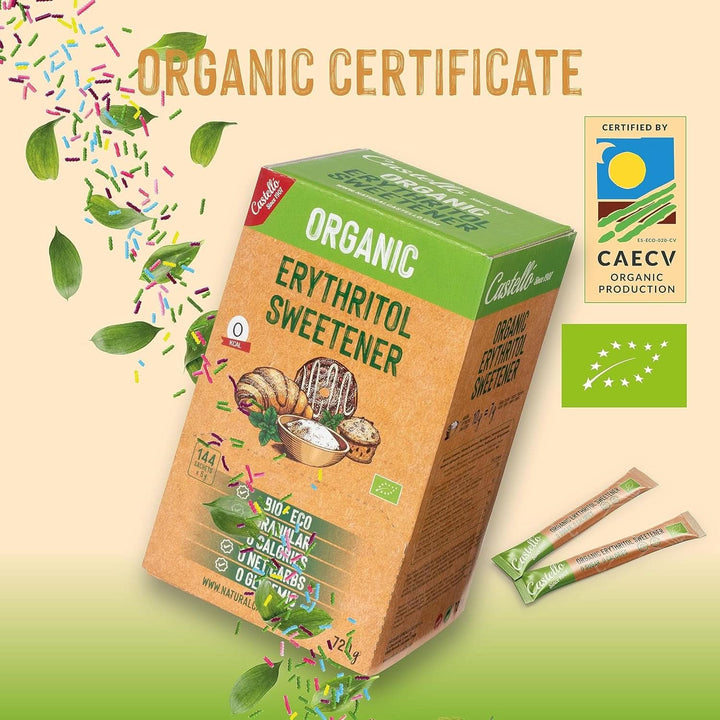 Eritritol natural organic | 144 pungi de 5 G, 720 grame total