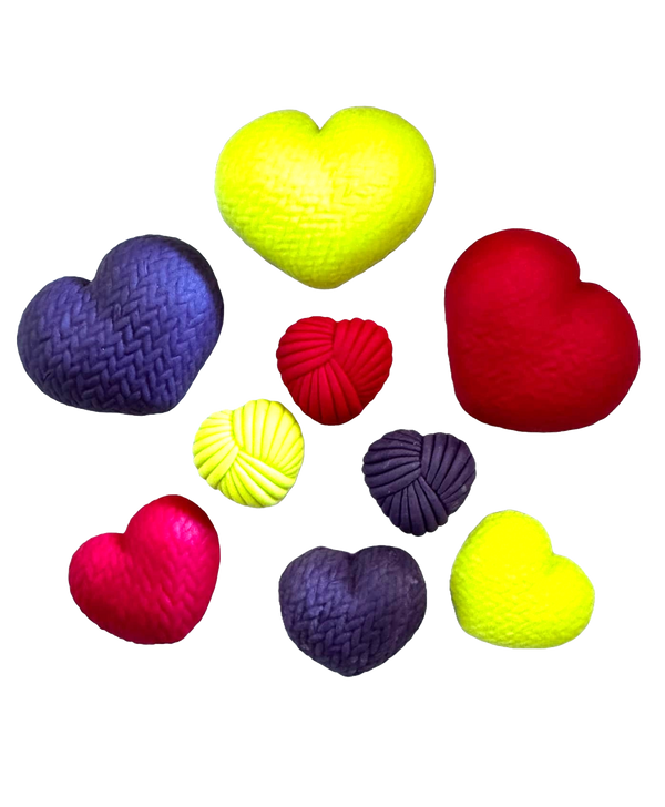 Set 9 edible decorations of sugar, crocheted hearts