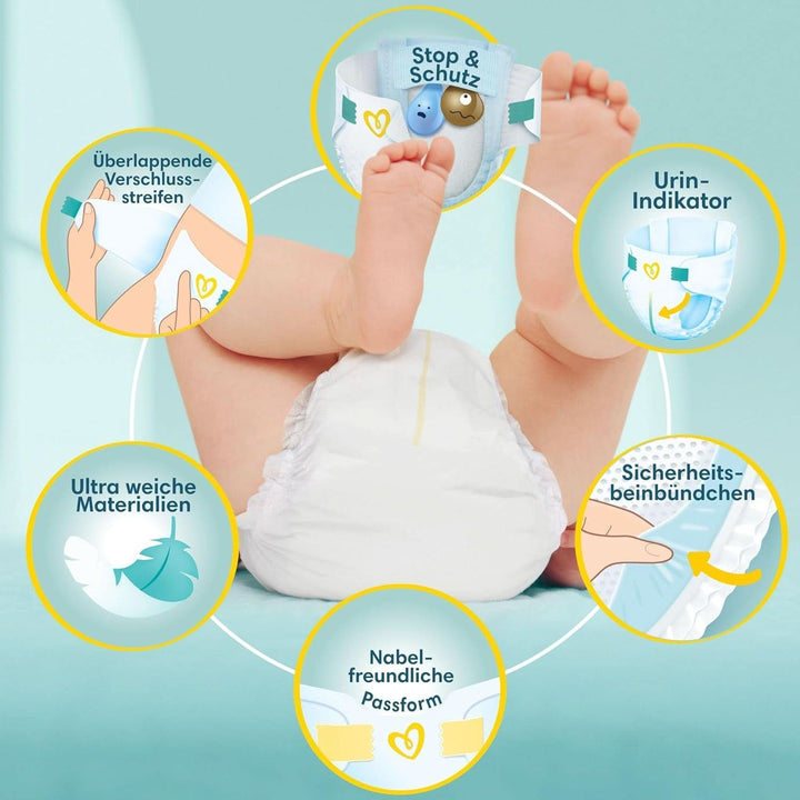 Pampers Premium Protection BIG PACK, New Baby, scutece mărimea 2 (4Kg-8Kg), 68 bucăți