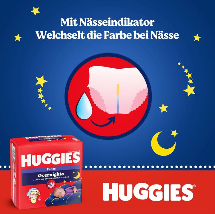 Huggies Overnight Pants Größe 5 (12-17 Kg), Windeln-Monatsbox, 96 Stück (4X24), Windelhöschen Für Die Nacht