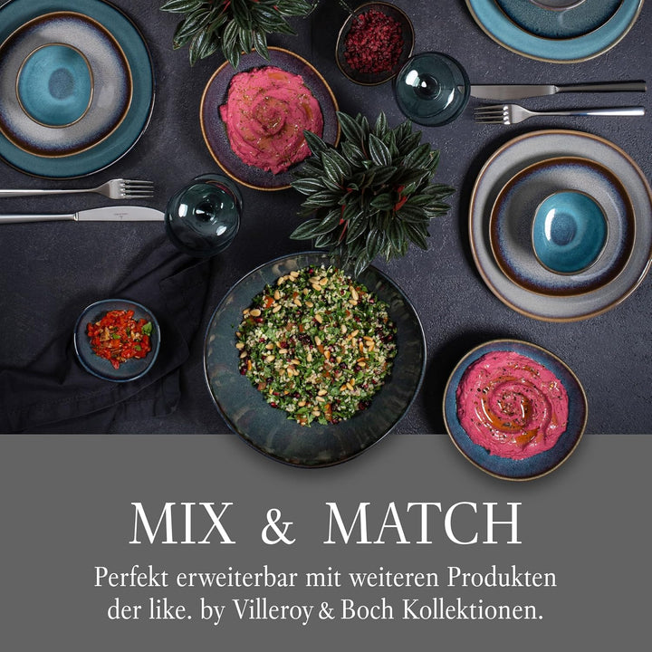 Like. by Villeroy & Boch - Lave Gris Geschirr Set Aus Steingut, 4Tlg., Pottery Look, Tafelservice Für 2 Personen, Grau