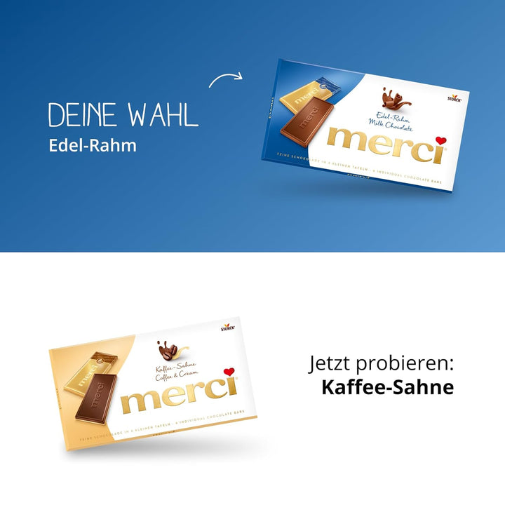 Merci Tafelschokolade Edel-Rahm – 1 X 100G – Feinste Täfelchen Aus Edel-Sahneschokolade Zum Naschen, Teilen Und Verschenken