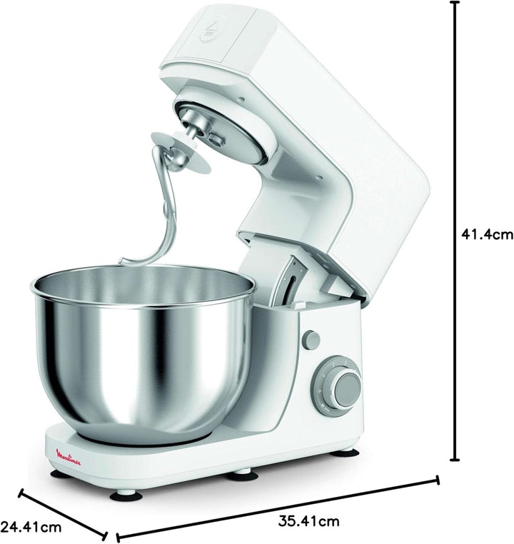 Küchenmaschine, Essentielle Multifunktions-Küchenmaschine, 800 W, 6 Geschwindigkeitsstufen, Schüssel Aus Edelstahl, 4,8 L, Backset Kompaktes Design Elfenbeinfarben