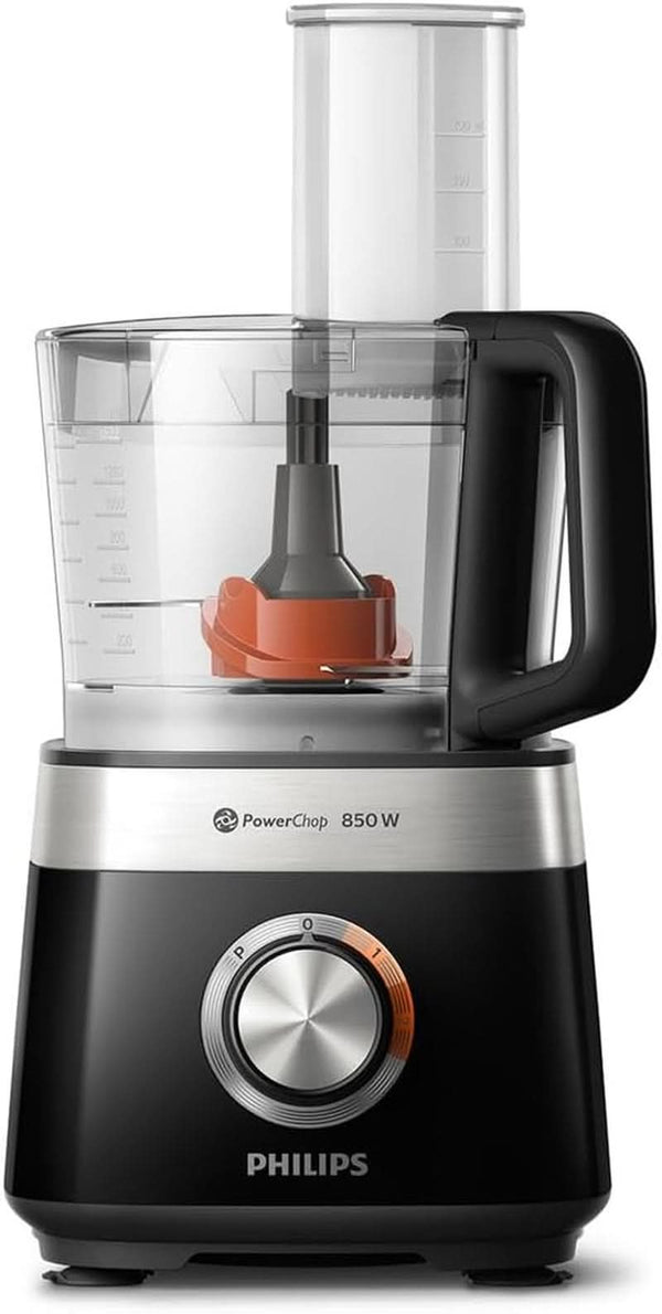 Philips Kompakte Küchenmaschine – 850W, 31 Funktionen, 2.1-Liter-Behälter, Powerchop, Edelstahlklinge (HR7530/10)