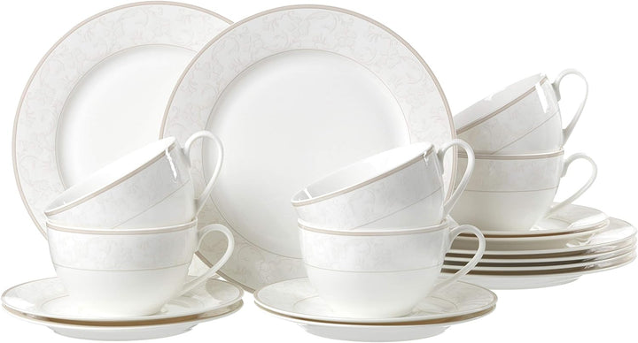 Ritzenhoff & Breker Kaffeeservice Isabella, 18-Teilig, Fine-China-Porzellangeschirr, Weiß Mit Ornamenten, 37 X 26 X 25 Cm