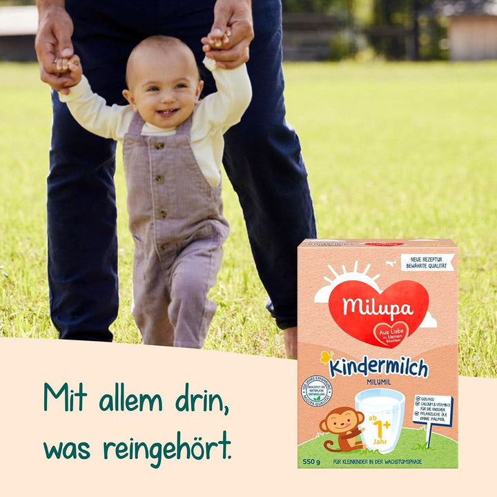 Milupa Milumil Kindermilch 1 plus – Ab 1 Jahr – Für Kleinkinder in Der Wachstumsphase – Begleitet Die Natürliche Entwicklung – 5 X 550 G Pulver