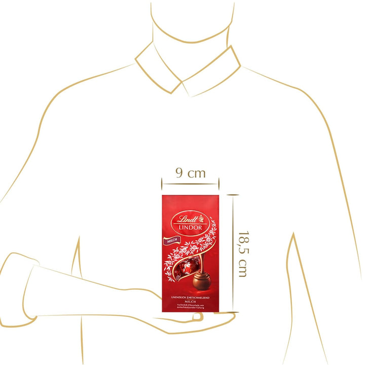 Lindt Schokolade LINDOR Kugeln Milch | 137 G Im Beutel | Ca. 10 Kugeln Vollmilchschokolade Mit Zartschmelzender Füllung | Pralinen-Geschenk | Schokoladen-Geschenk