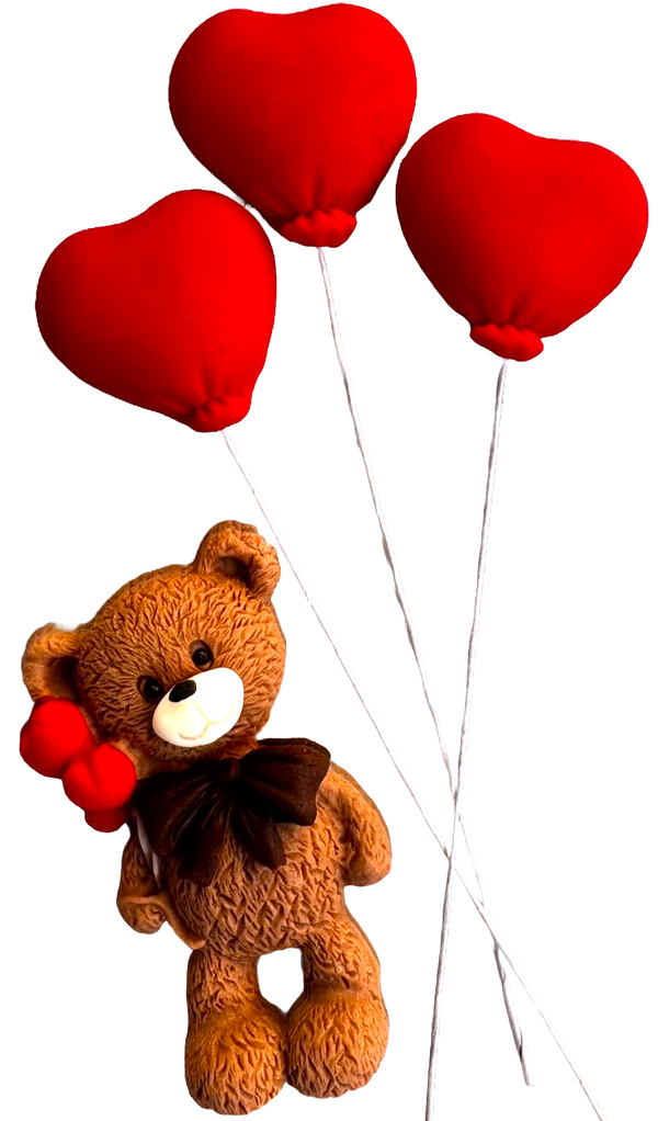 Set of 4 edible decorations from sugar paste, teddy bear