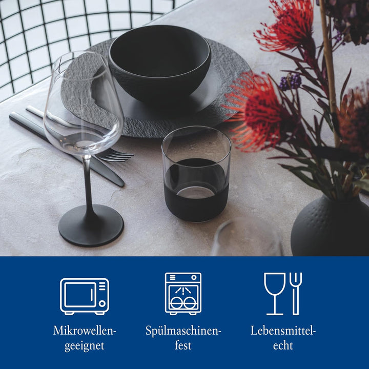 Villeroy & Boch – Manufacture Rock Starter-Set 6 Teilig Schwarz, Spülmaschinenfest, Mikrowellensicher, Geschirr Set Schwarz Matt, Tafelservice, Essgeschirr, Premium Porzellan