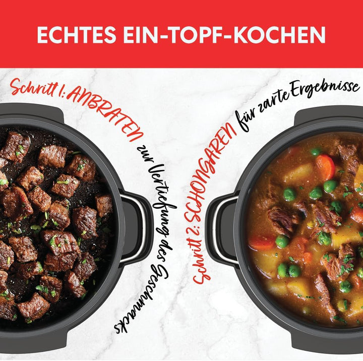 Instant Pot Superior Slow Cooker/Schongarer, 7.1L Multikocher / 4 Kochfunktionen (Schongaren, Braten, Dampfgaren & Warmhalte Funktion) Spülmaschinengeeignet – 800W, Schwarz