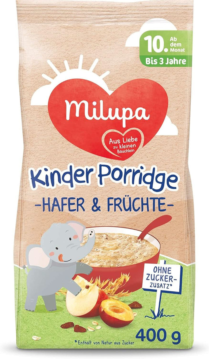 Milupa Kindermüsli Feine Früchte – Getreide Frühstück Müsli Von 1 Bis 3 Jahre, Ohne Zuckerzusatz, Babynahrung, 4 X 400G