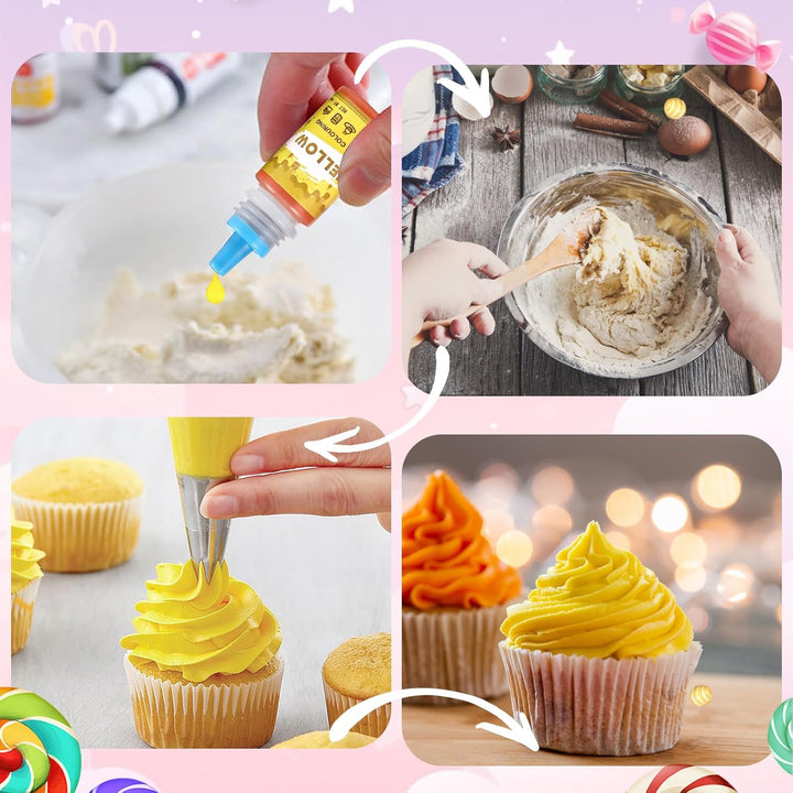 Lebensmittelfarbe 18 Farben X 6Ml, Lebensmittelfarbe Flüssig Zum Kuchen Backen Kekse Macaron Getränken, Hochkonzentrierte Lebensmittelfarben Für Ostereier DIY Slime, Kunsthandwerk Einfärben