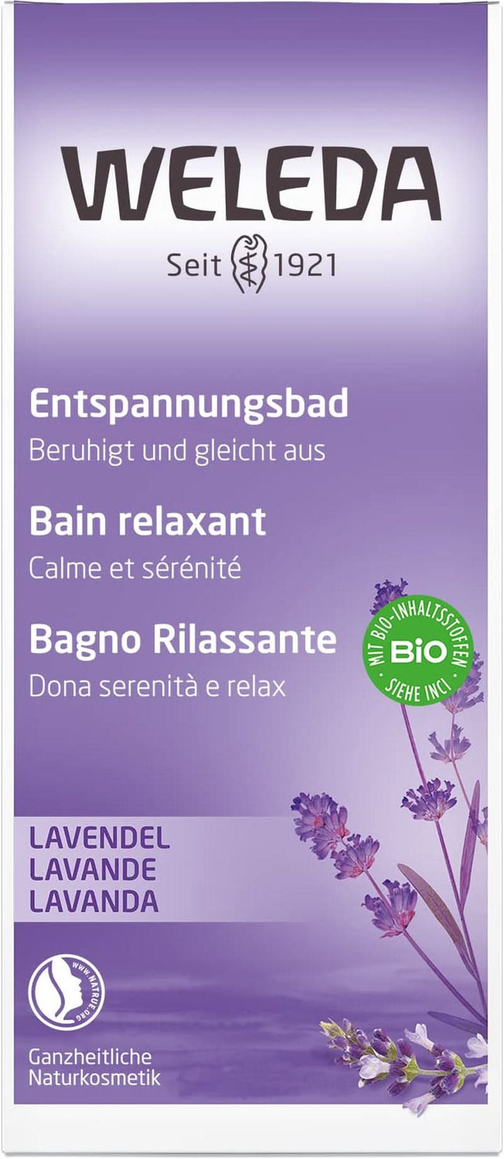 WELEDA BIO, baie de sănătate cu cosmetice naturale cu ulei de lavandă reală pentru a calma simțurile și pentru un somn bun, 200 ml