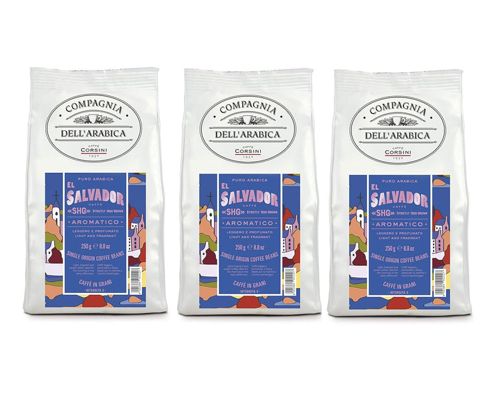 Caffè Corsini - Kaffeebohnen 3X250G Compagnia Dell'Arabica Set Guatemala / Äthiopien / El Salvador, Einzelner Ursprung, Insgesamt 750G