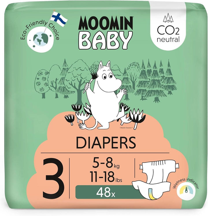 Muumi Baby Newborn Eco Nappies mărimea 1, 2-5 kg, 25 bucăți, scutece premium moi cu indicator de umezeală 