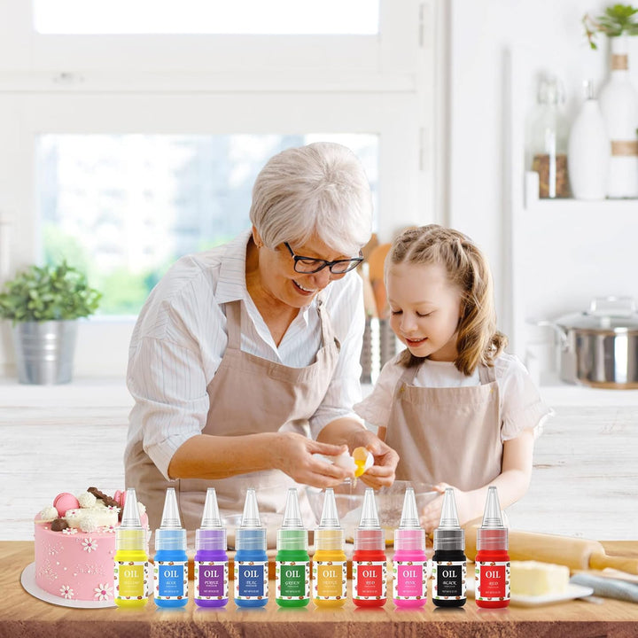 Fettlösliche Lebensmittelfarbe Schokolade - Lebendige Farben Lebensmittelfarbe Auf Ölbasis Geruchlos Hochkonzentrierte Lebensmittelfarbe Kuchendekoration 10 Flaschen (10Ml/Pro Flasche)