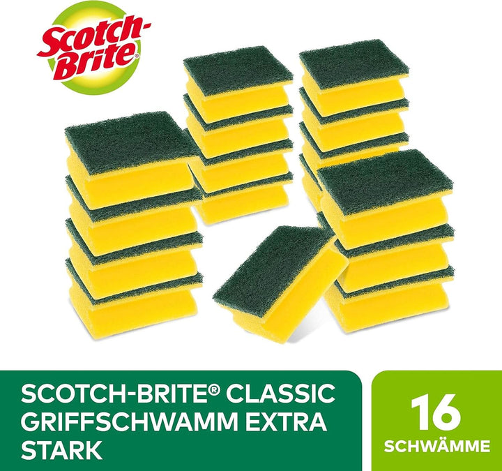 Scotch-Brite Classic Pot Cleaner, 16 bureți per pachet, burete pentru bucătărie - curăță puternic și eficient