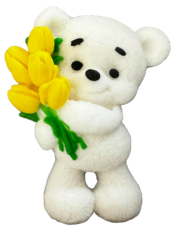 Edible decoration of sugar, tulip teddy bear