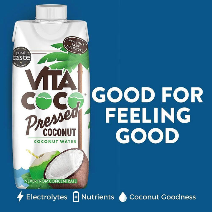 Vita Coco - Apă de nucă de cocos presată 12 X 330 ml, hidratantă naturală cu electroliți, fără gluten, plină de vitamina C și potasiu