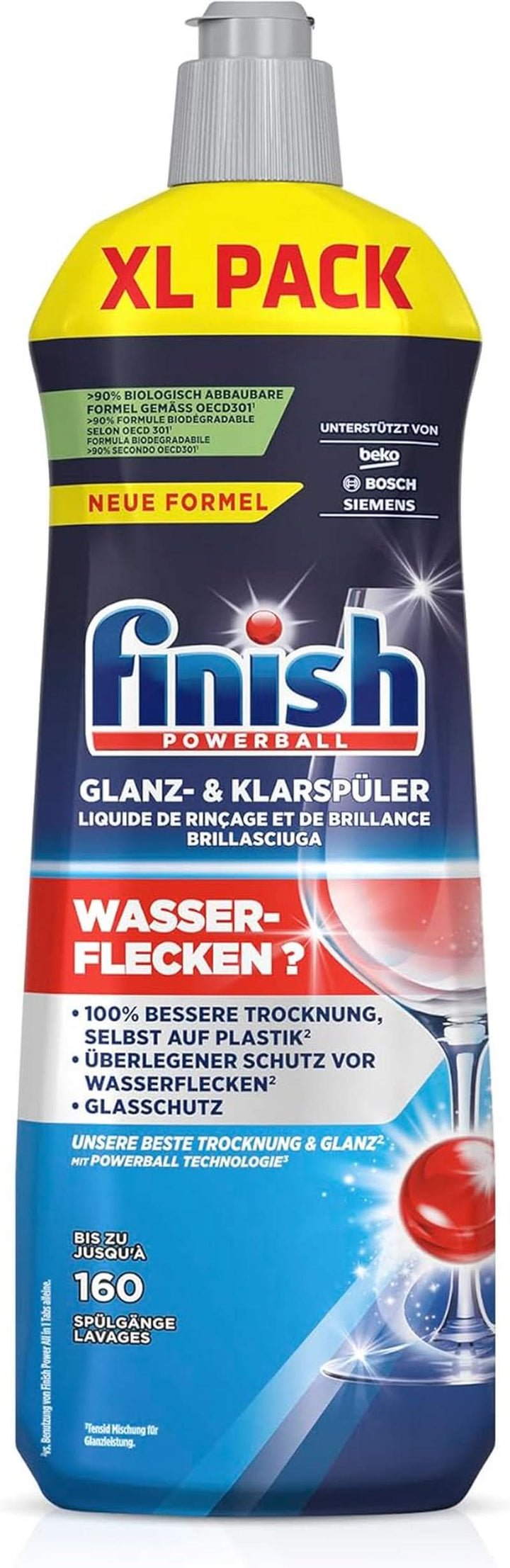 Finish Shine & Rinse Aid - Pentru vase strălucitoare și uscate, fără pete de apă - Megapack de 800 ml (pachet de 3)