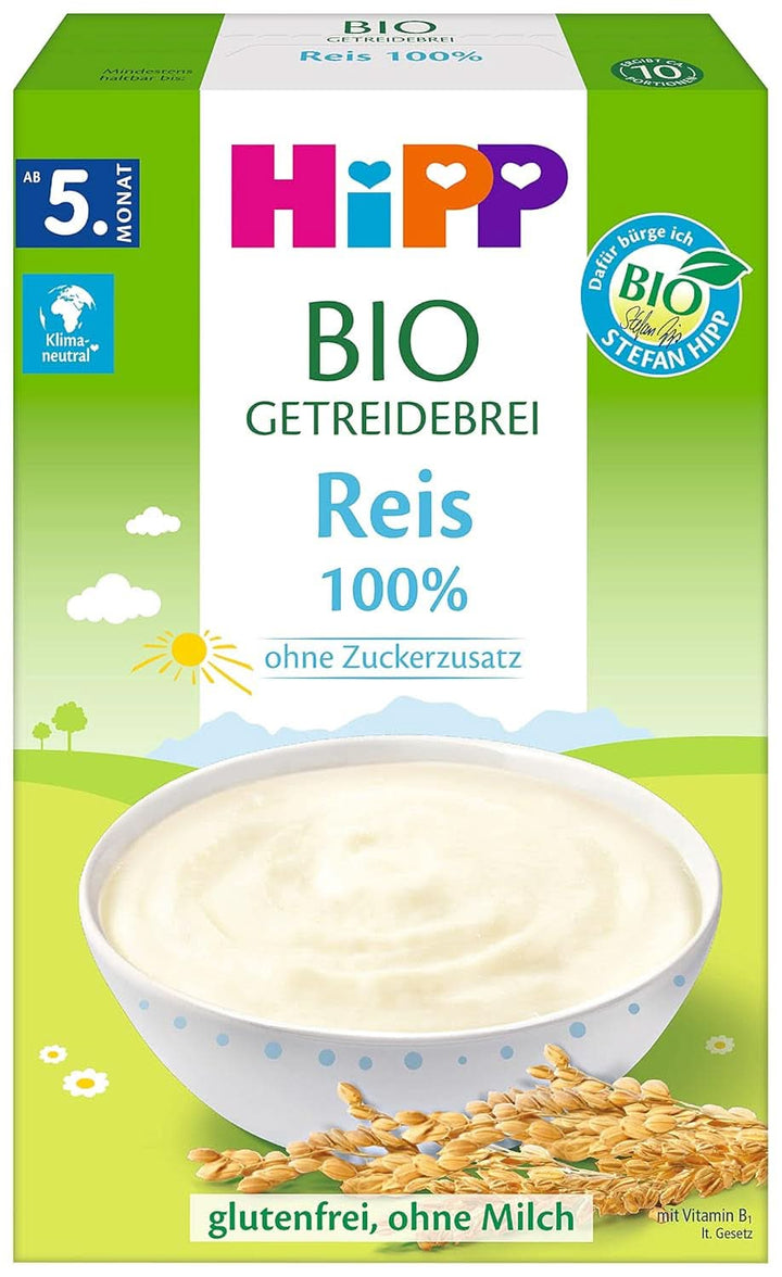 Hipp Bio-Getreide-Breie Ungesüßt, 100% Reis, Glutenfrei, 6Er Pack (6 X 200 G)