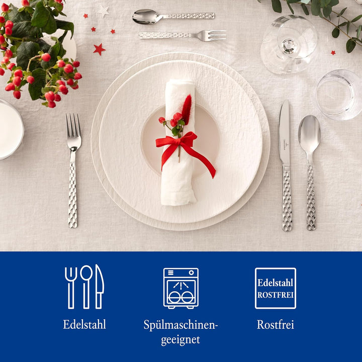 Villeroy & Boch – Boston Besteck Set 30 Teilig 6 Personen, Spülmaschinenfest, Rostfrei, Tafelbesteck, Essbesteck, Gabel, Messer, Besteck 30 Tlg., Essbesteck Set, Besteckset, Edelstahl