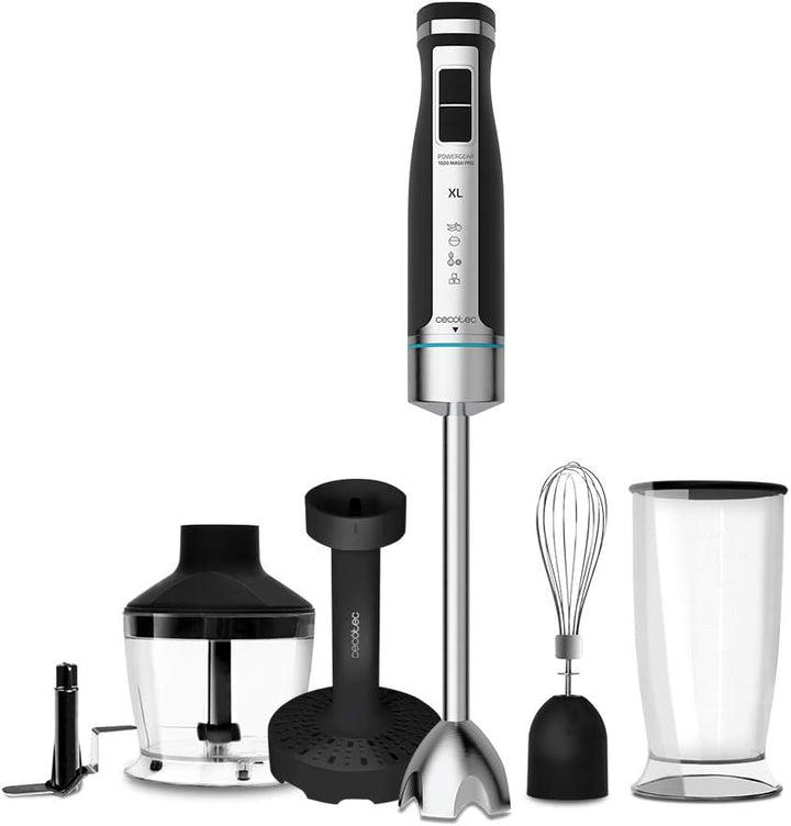 Cecotec Handmixer Katana 15 Totaldestroy Smash B. 1500 W, Total Destroy, Perreomove, 21 Geschwindigkeiten, Turbo-Funktion, Spritzschutzhaube, 8 Titan-Klingen, 800Ml Becher