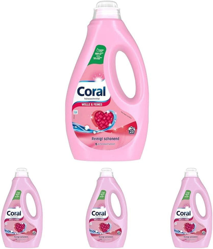 Coral detergent lichid delicat pentru lână și rufe delicate, 23 spalari, 1,15 litri